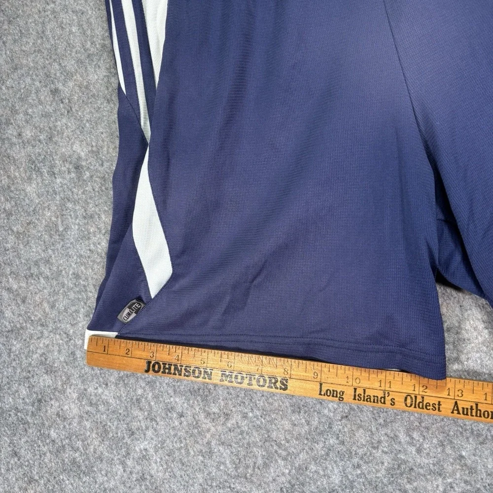 VTG‎ 2004 Adidas Soccer Shorts Navy white Mens L FADED SPOT NO DRAWSTRING READ